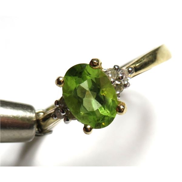 14k YG Peridot and Diamond Accents Ring