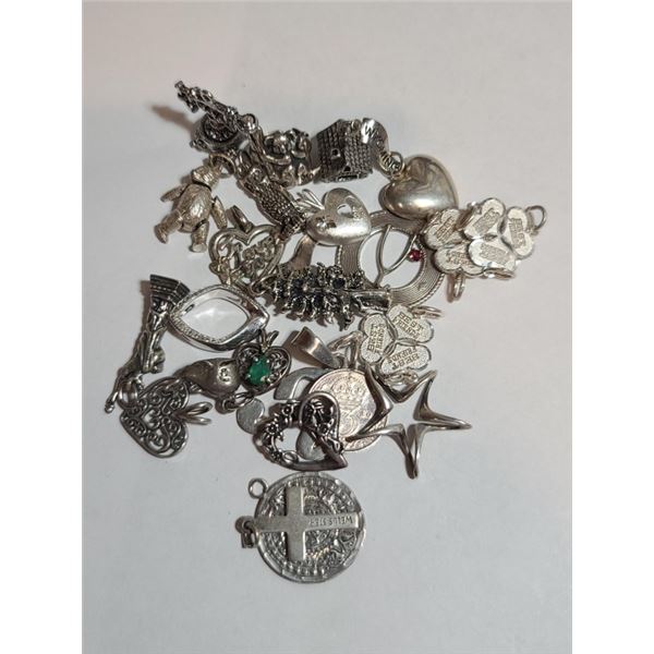 Sterling Bracelet w/ Silver Metal Charms