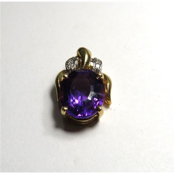 14k YG Amethyst and Diamond Pendant