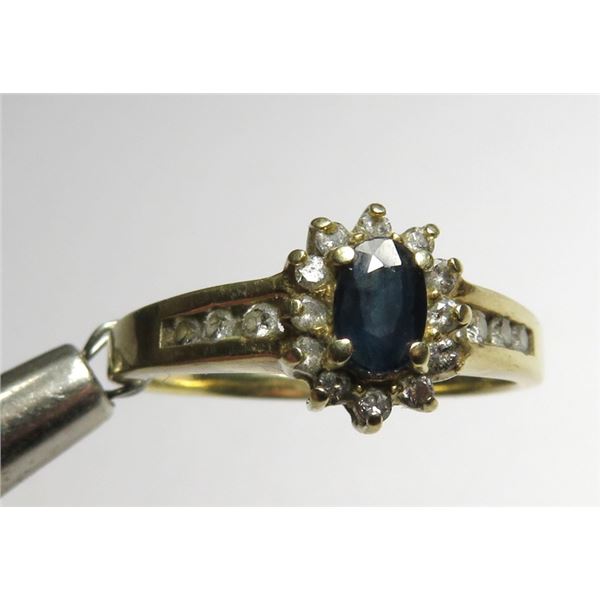 10k YG Sapphire and Diamond Ring