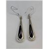 Image 1 : Sterling Silver Hookback Onyx Earrings
