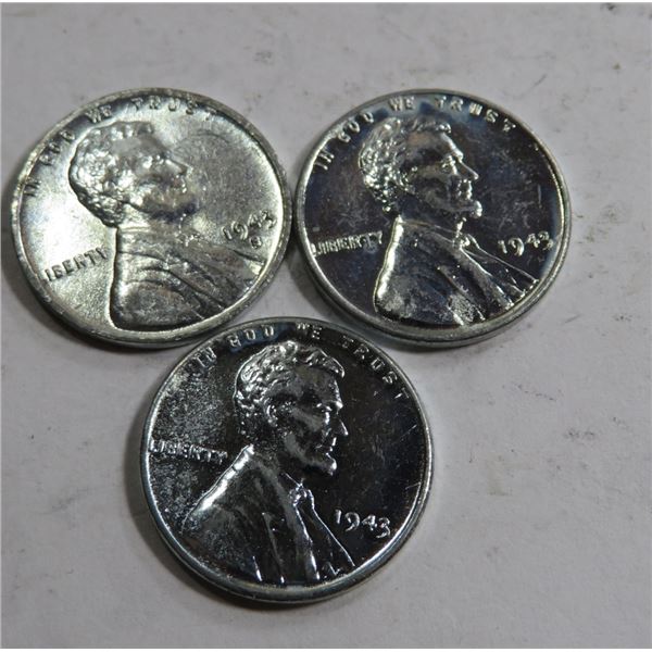 1943-43s-43 BU Grade Lincoln Steel Cent
