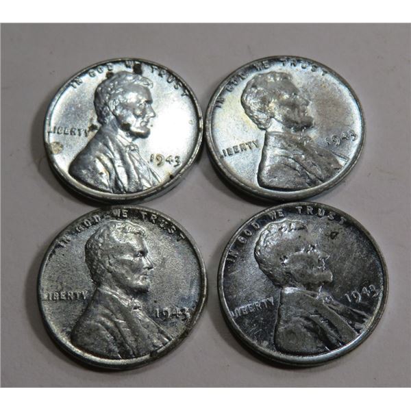 (4) BU Grade Lincoln Steel Cents