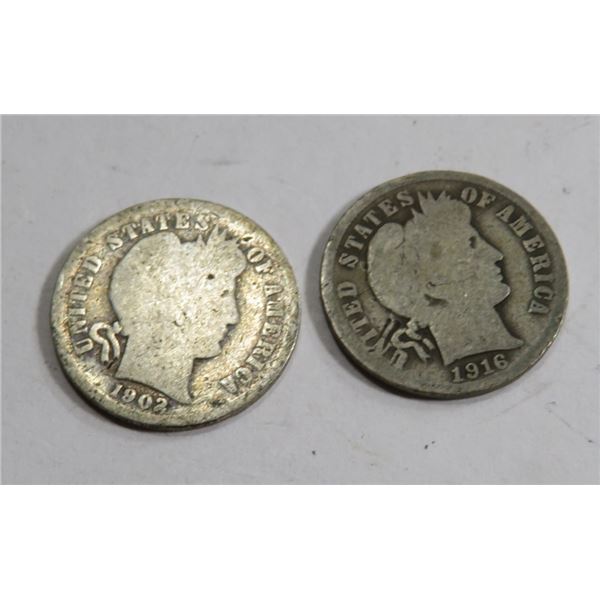 1902 s Better Date  -1916 Barber Dime
