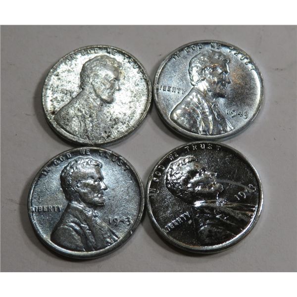 (4) 1943 AU Grade Lincoln Wheat Cents