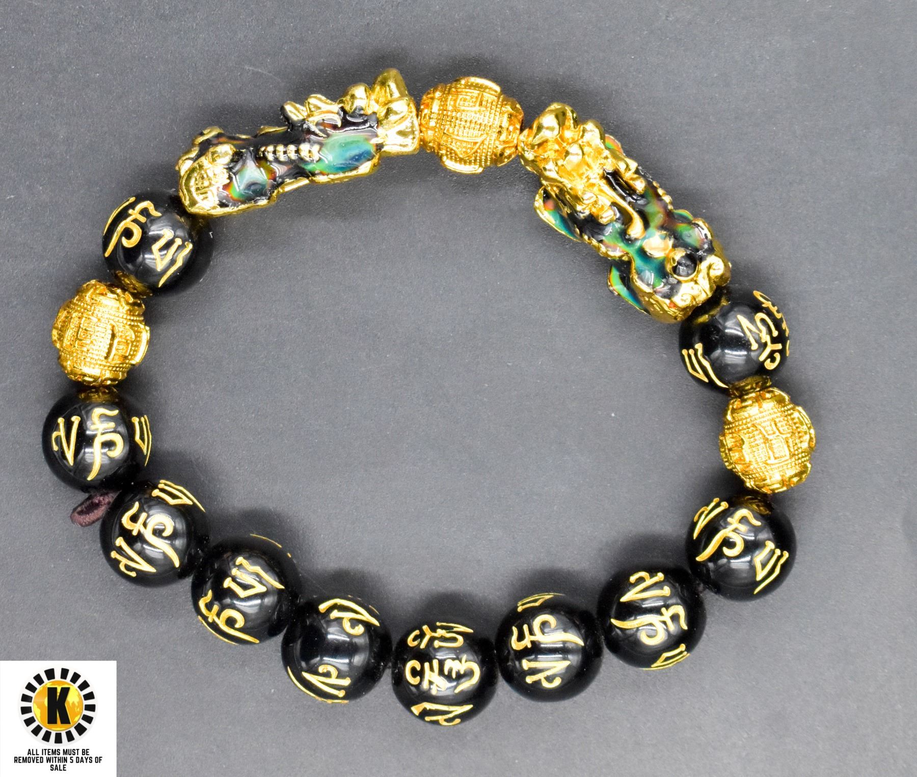 Black obsidian dragon bracelet Clearance