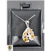 Image 1 : #61-NATURAL CITRINE 4X6 &CZ PENDANT NECKLACE 16"