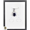 Image 1 : #40-NATURAL SAPPHIRE 6X8  & CZ  PENDANT