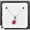 Image 1 : #12-NATURAL RED RUBY 6 X 7.8  , CZ PENDANT NECKLAC