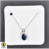 Image 1 : #36-NATURAL SAPPHIRE 6X8  & CZ  PENDANT NECKLACE 1