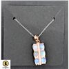 Image 1 : #44-NATURAL  FIRE OPAL  4X6 PENDANT NECKLACE 16"