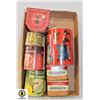 Image 1 : FLAT OF VINTAGE TINS/CANS - MOST ARE STILL SEALED