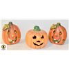 Image 1 : 3 HANDPAINTED CARVED PUMPKIN DECOR