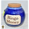 Image 1 : BLUE POTTERY BINGO MONEY JAR