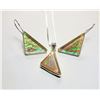 Image 1 : 28)  TRIANGULAR SHAPED DROP EARRINGS &