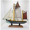 Image 1 : 7)  MODEL OF WOODEN SAILING SLOOP WITH THE