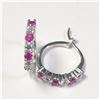 Image 1 : BZ1211-68 SILVER CREATED RUBY HOOP EARRINGS