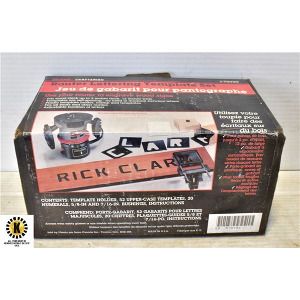 CRAFTSMAN ROUTER LETTERING TEMPLATE SET