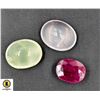 Image 1 : #186-NATURAL PRENITE, ROSE QUARTZ, RUBY 55.40CT