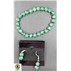 Image 1 : #165-NATURAL GREEN MALACHITE  EARRINGS, BRACELET