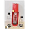 Image 1 : RED SODA STREAM WITH CARTRIDGE + EXTRA BOTTLES