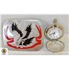 Image 1 : ESTATE POCKET WATCH AND SILVER EAGLE BELT BUCKLE