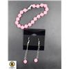 Image 1 : #166-NATURAL PINK JADE   EARRINGS, BRACELET