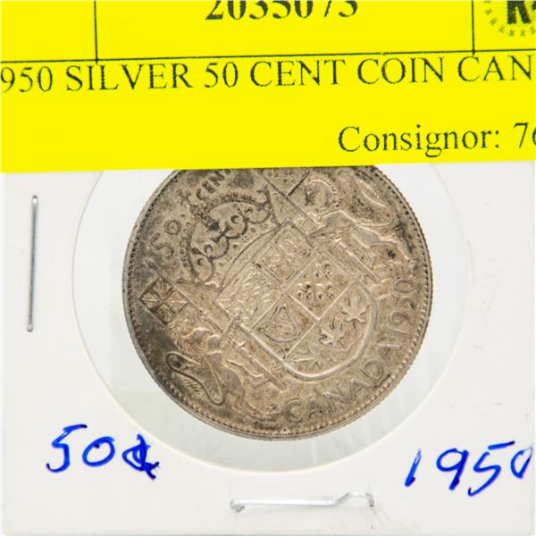 1950 SILVER 50 CENT COIN CANADA