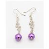 Image 1 : NEW STERLING SILVER DANGLE EARINGS/MAUVE BEAD