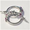 Image 2 : BZ1193-55 SILVER CREATED RUBY HOOP EARRINGS