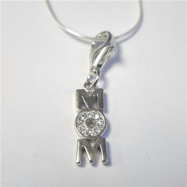 BZ1193-82 SILVER CZ " MOM" 16" NECKLACE