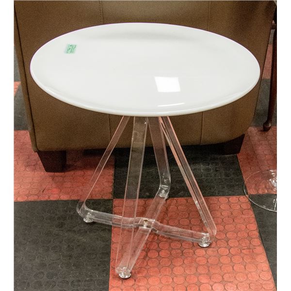 MODERN ROUND ACRYLIC END TABLE 23.5" DIAMETER