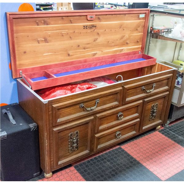 VINTAGE HUPPE CEDAR LINED CHEST FILLED WITH ESTATE