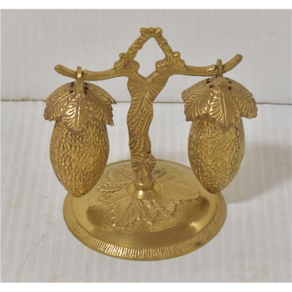 HEAVY BRASS HANGING SALT/PEPPER SHAKER NUTS