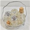 Image 1 : SALT/PEPPER VINIGER 4 PIECE SHAKERS SET W/STAND