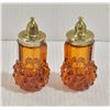 AMBER GLASS HEAVY SALT/PEPPER SHAKER SET