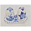 DELFT HOLLAND SALT/PEPPER SHAKERS SET W/STAND