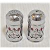 RED GLASS SALT/PEPPER SHAKERS ENGLAND