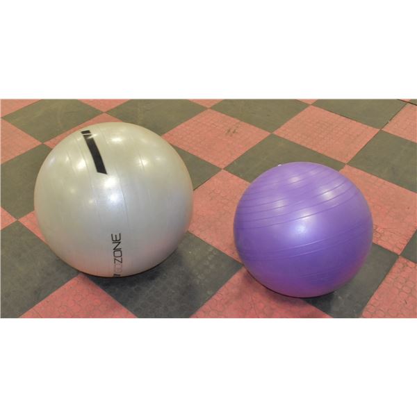 LOT OF 2 LARGE YOGA EXCERCISE BALLS