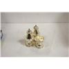 SILVER PLATED SALT/PEPPER SHAKER SET W/STAND ENG.