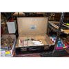 Image 1 : ANTIQUE SUITCASE W/ HEAD DRESS,PEACE PIPE,&NECKPIE