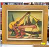 Image 1 : VINTAGE WOOD FRAMED MUSICAL PICTURE 23.5" X 27"