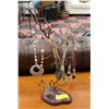 Image 1 : JEWELRY TREE AND JEWELRY.  ALL METAL WITH A HEAVY