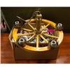 Image 1 : WOOD SHIPS WHEEL STYLE CEILING LIGHT WITH GLASS