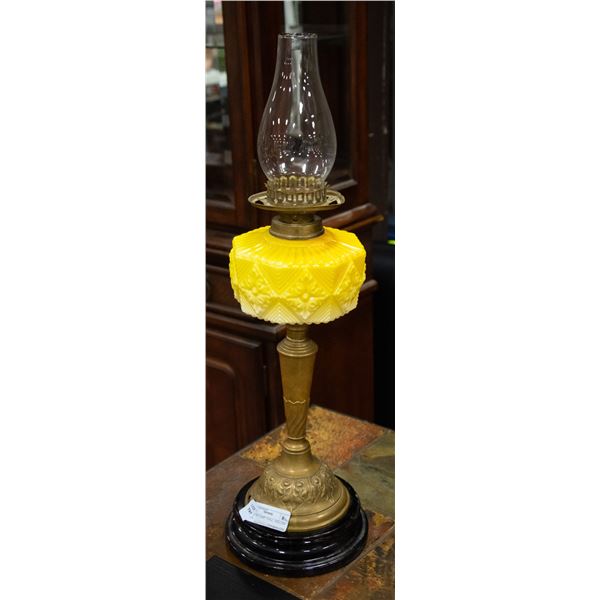 COAL OIL LAMP - TALL - YELLOW BASE