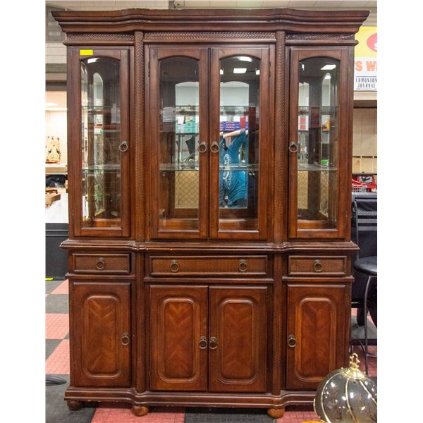 WOOD CARVED STYLE BUFFET AND HUTCH