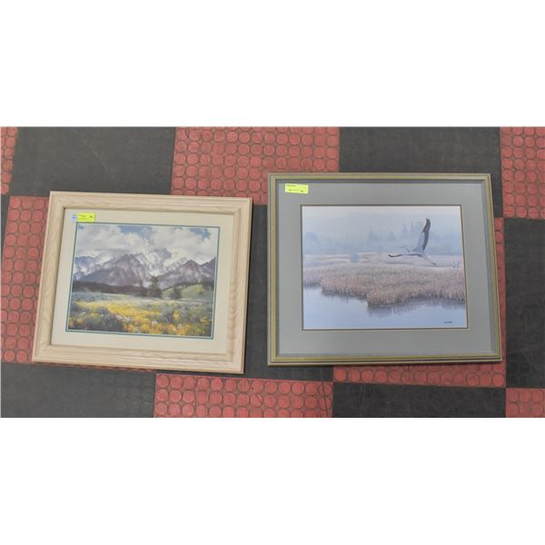 PAIR OF FRAMED ESTATE LANDSCAPE PRINTS