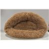 LARGE ROUND PLUSH SOFT BROWN PET BED, 26" DIAMETER