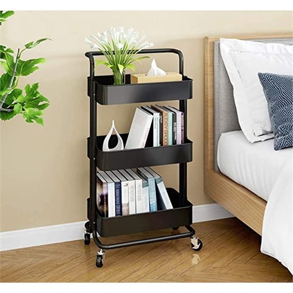 NEW REPACKED WIDOUSY 3 TIER ROLLING CART, BLACK