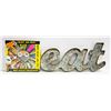 Image 1 : METAL 1FT "EAT" SIGN & CRAZY HOT SAUCE SAMPLE SET